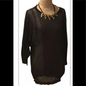 Vince Sparkle Lurex Tunic Oversized Black Sweater